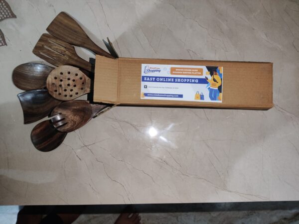 Wooden 7-Piece Spoons Set for Cooking, Eco-friendly and Healthy Wooden Spatula for Cooking - Image 3